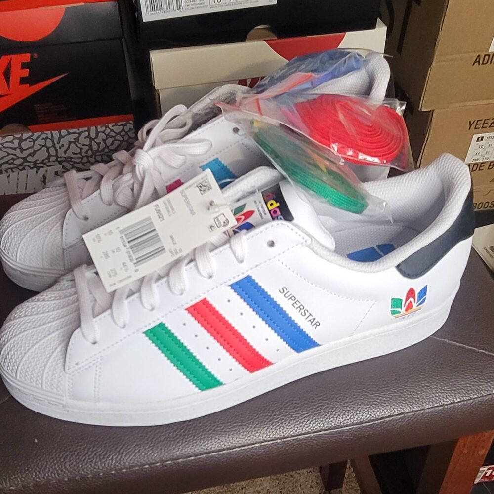 Adidas Originals Superstar White Black Sneakers Men's Size 10.5 FU9521 New